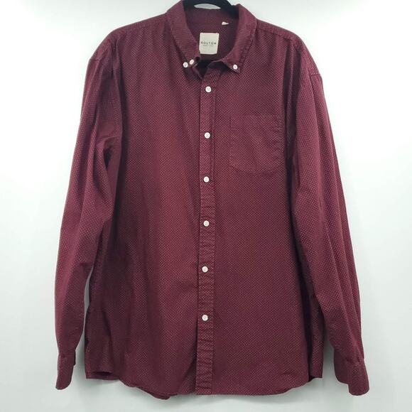 Holton Button Down Burgundy Polka Dot Shirt XXL - Picture 1 of 8